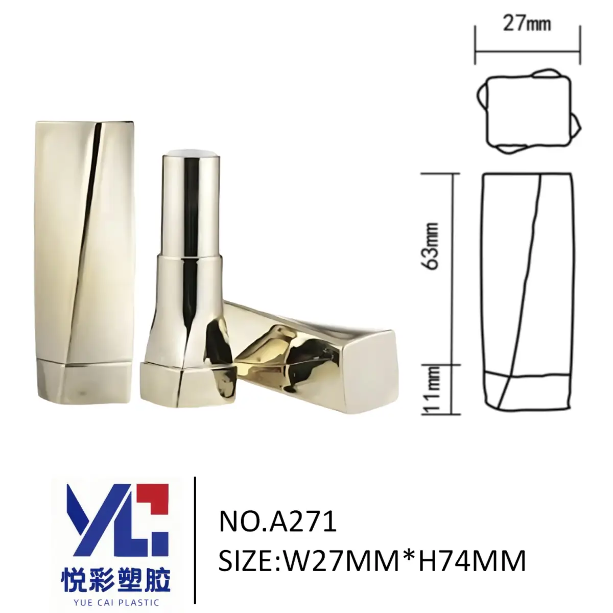 金色扭曲造型方管 A271 - 旋转几何艺术设计